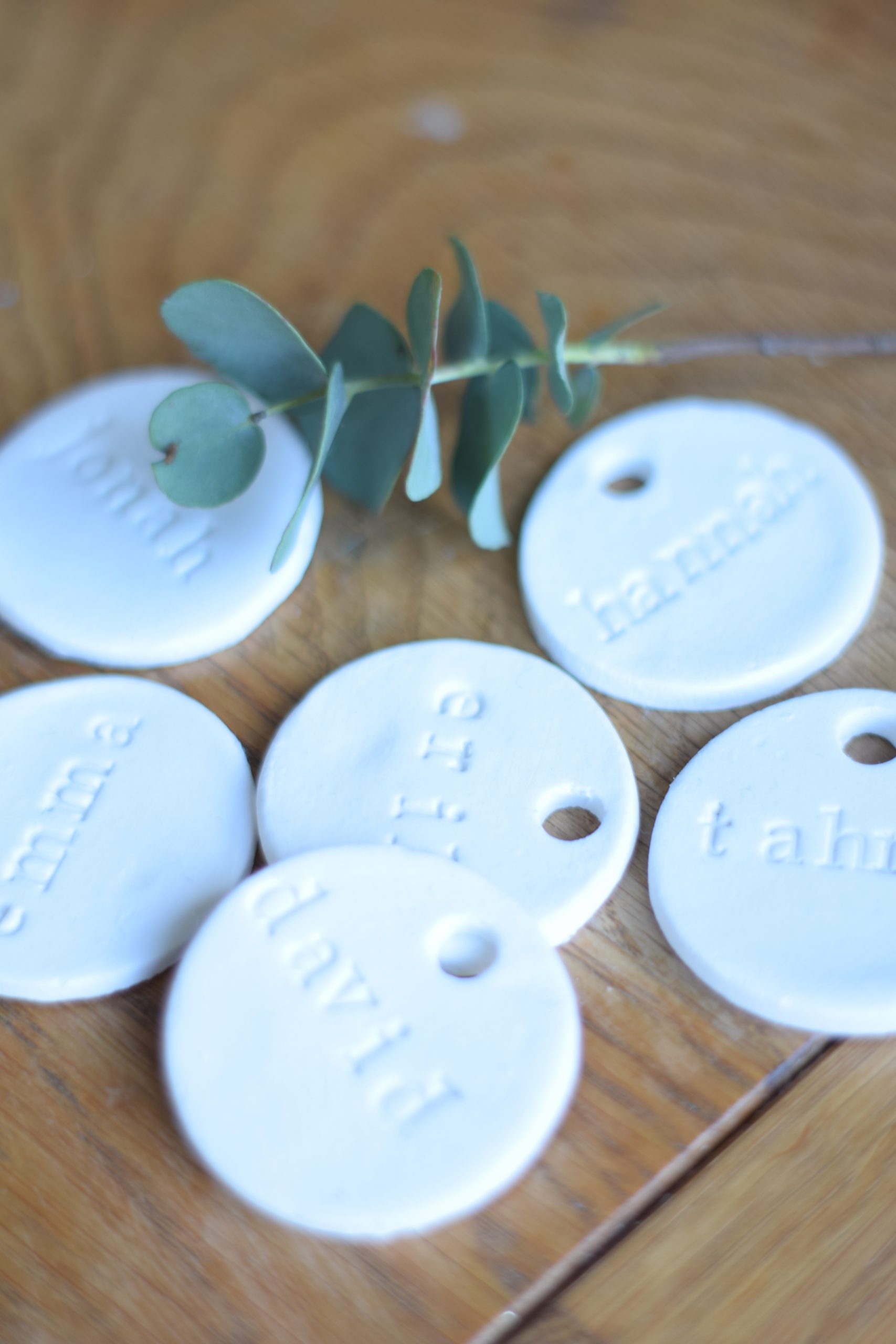 DIY Clay ornaments with names