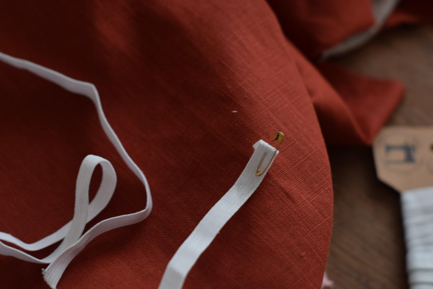 Using Safety Pin to Pull Elastic Through Fabric