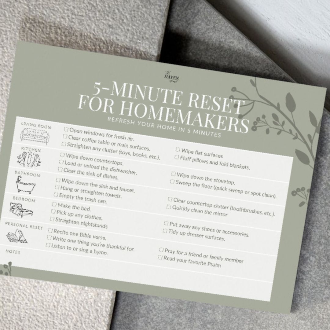 Homemakers Printable 5 minute Reset