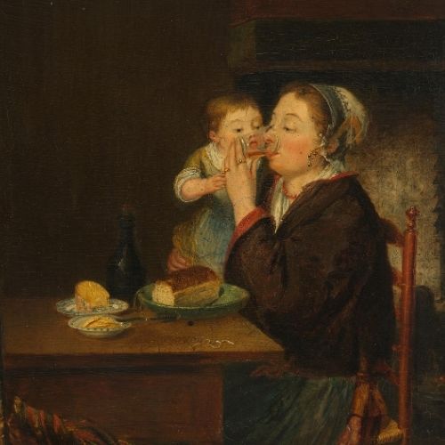 Basket full of fresh laundry on a wooden table